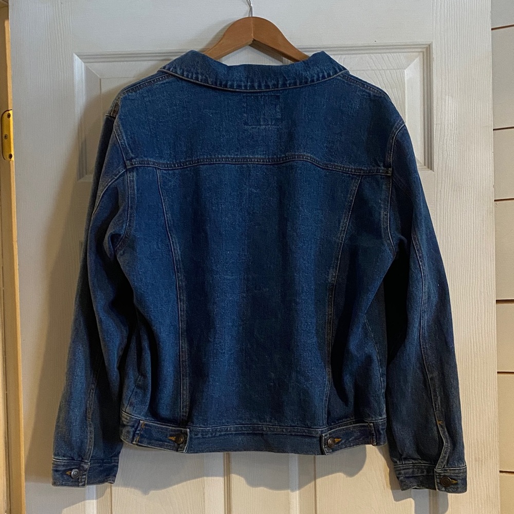 Faded Glory Dark Blue Denim Bomber Jacket size large
